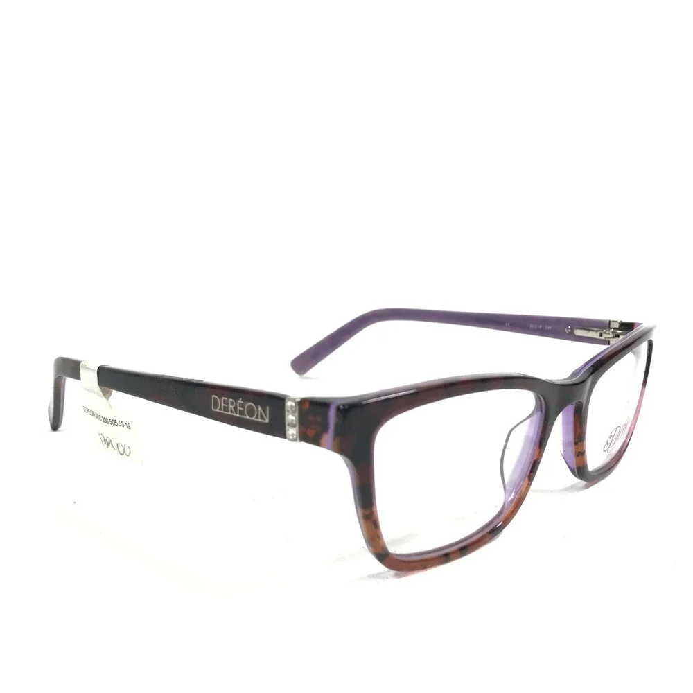 Dereon DOC280 505 Eyeglasses Frames Purple Tortoise Square Full Rim 53-19-140